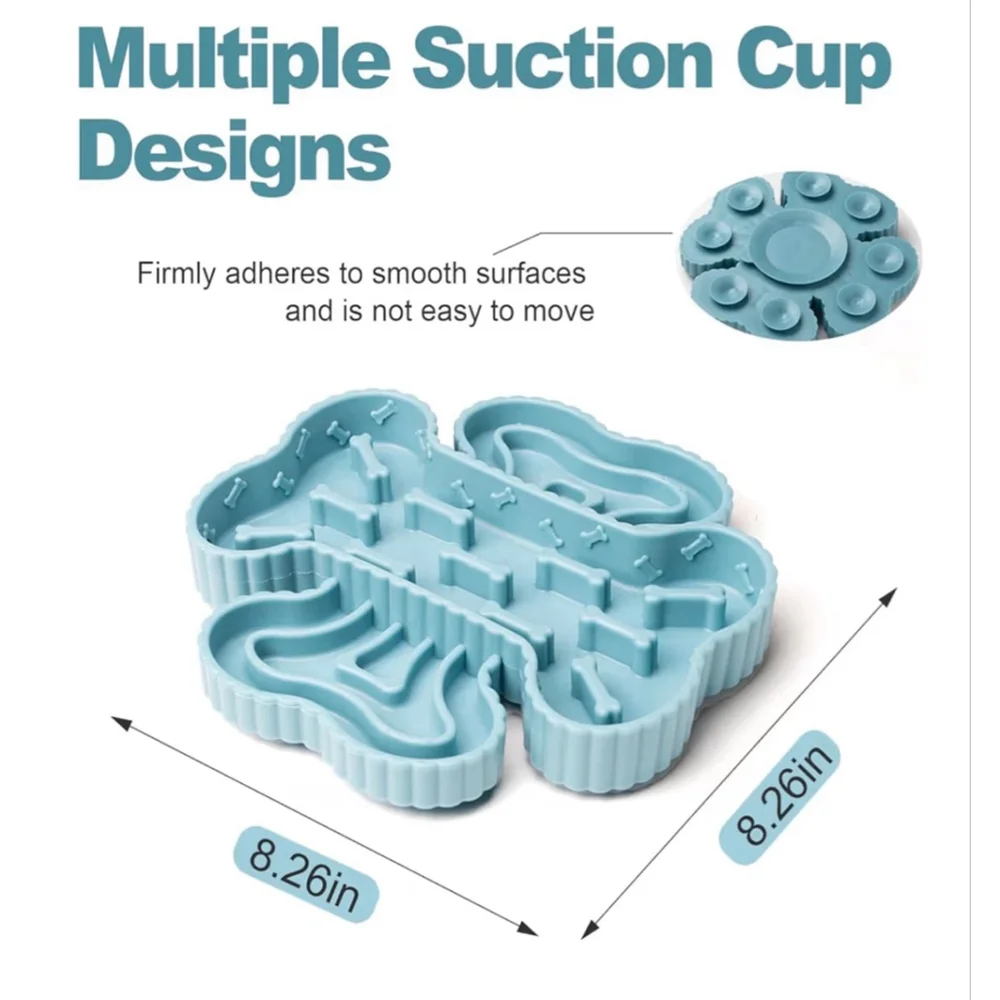 NEW 2 in 1 Slow Feeder Dog Bowls Dogs Suction Cups Dry & Wet Puzzle Anxiety